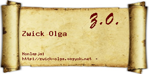 Zwick Olga névjegykártya